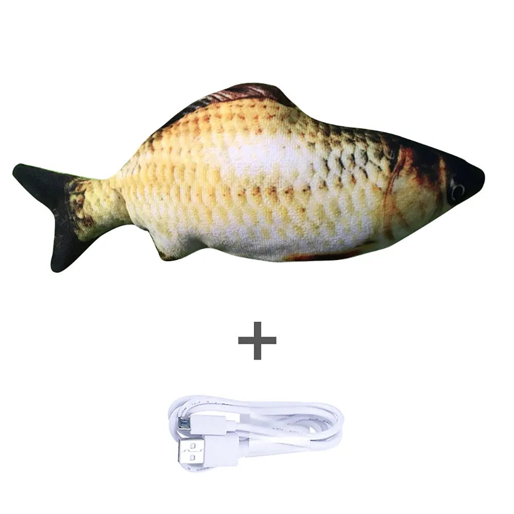 30cm multicolour electronic jumping fish cat toy with USB charging cable