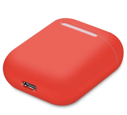 Soft silicone protective case for Apple AirPods charging box in various solid colours.