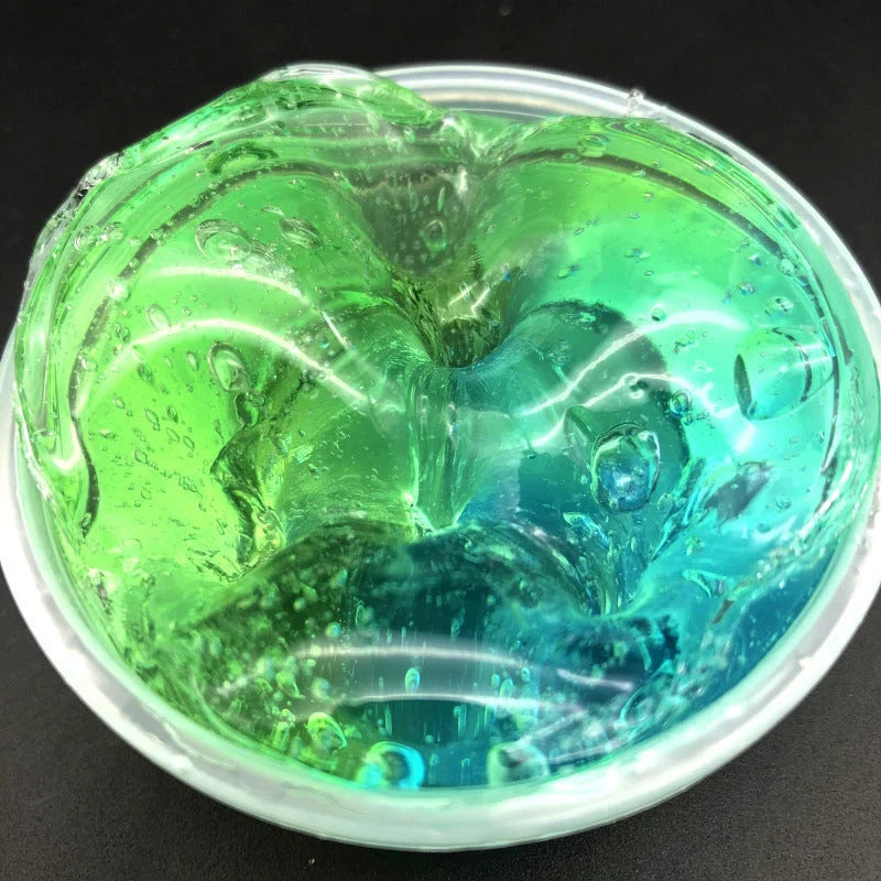 Color Matching Gradient Multicolor Crystal Mud Slime in a plastic box