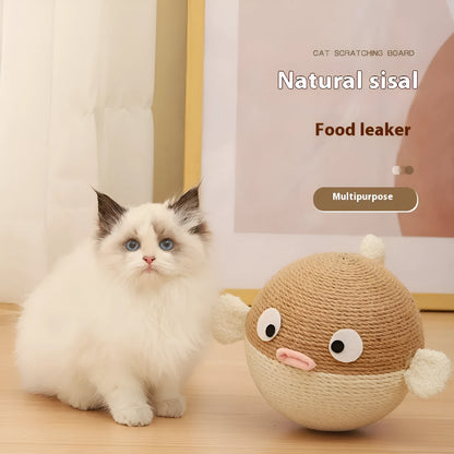 A 15cm sisal hemp cube puzzle feeder for cats and dogs on a plain background.