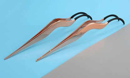 Rose gold eyelash curler aid for false eyelash application with gold colour option