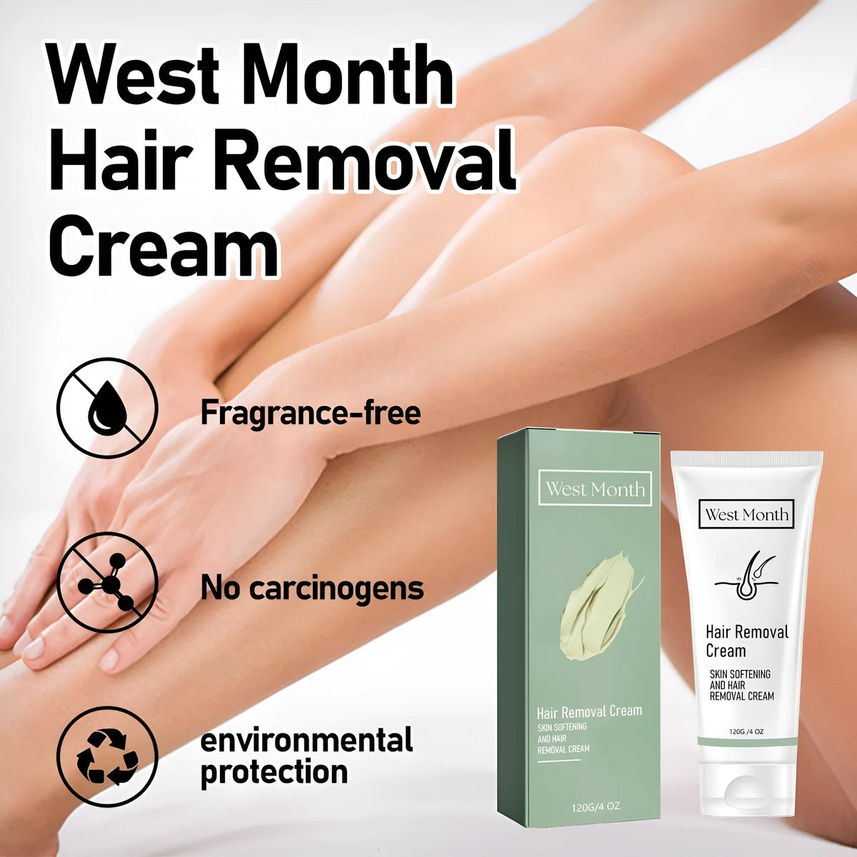 120g tube of mild formula body and armpit depilatory cream for hair removal.