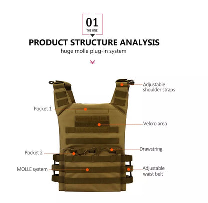 Men's Tactical Vest in oxford material with MOLLE design for gear attachment