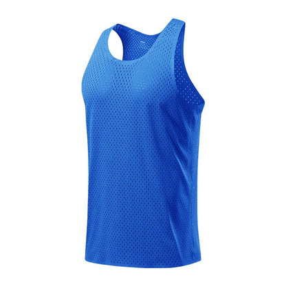 Men's solid colour sleeveless sports vest in polyester, shown in B14 Green.