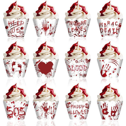 Halloween cake border with red hand design for cupcake decoration