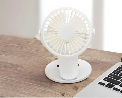 USB rechargeable mini clip fan in white with brushless motor and battery options