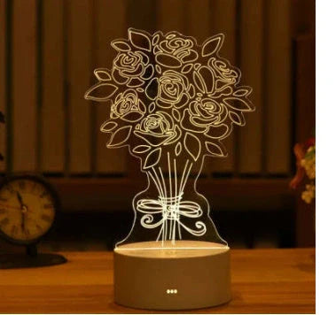 3D acrylic USB LED night light with neon sign effect in warm white
