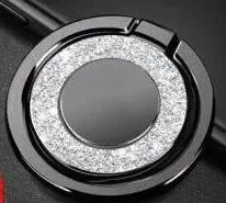 Bling glitter plating metal phone ring holder in silver colour, showing 360° rotation.