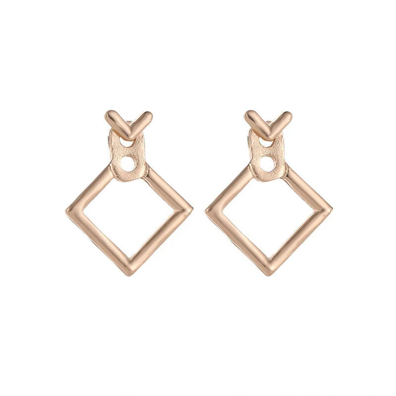 Stylish hollow diamond square stud earrings for women, perfect for any occasion.