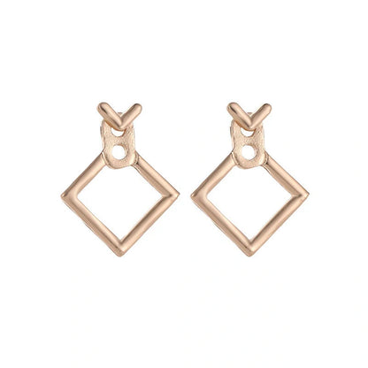 Stylish hollow diamond square stud earrings for women, perfect for any occasion.