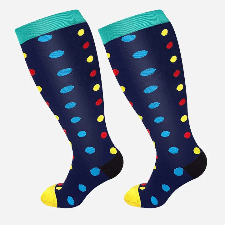 Premium plus size compression socks with breathable bamboo fibers, innovative compression technology, and stylish designs for active lifestyles