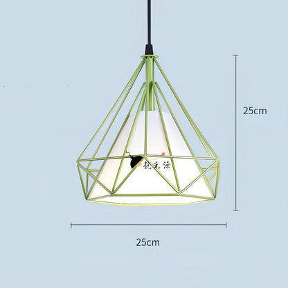 Wrought iron diamond chandelier in black, adjustable to 1.2m height for 10-15㎡ rooms with 80,000-hour LED