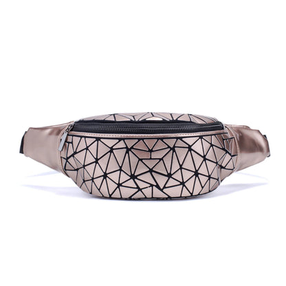 Stylish fanny pack with geometric design, available in multiple colors for hands-free, fashionable carry
