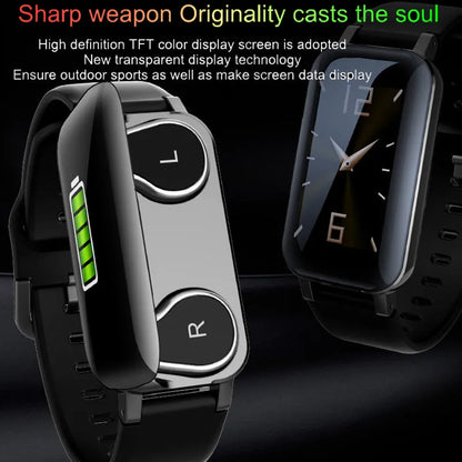 Call Bracelet smart fitness tracker on wrist in black, blue, or coffee colour, showing heart rate monitoring.