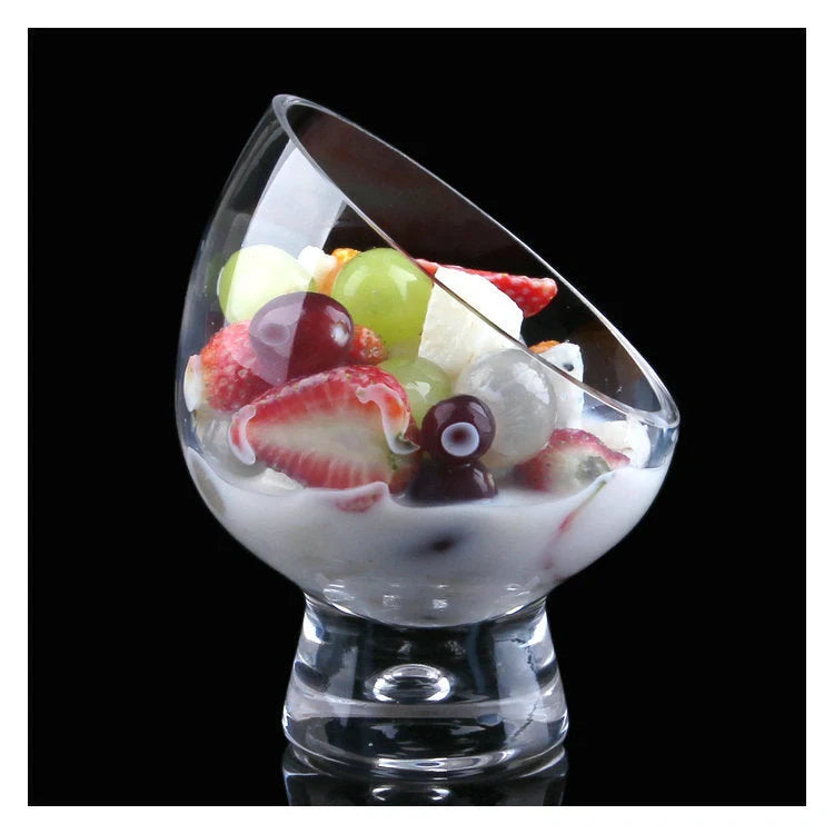 Diagonal Salad Cup with gold-edged rim and irregular shape design