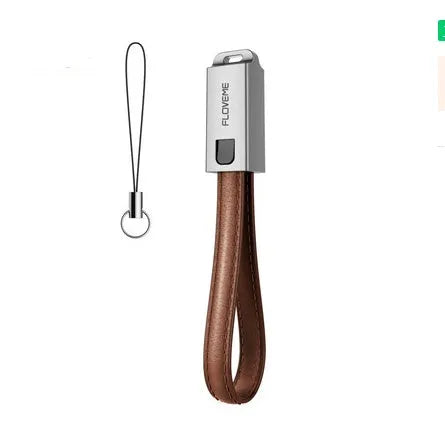 20cm leather iPhone charging cable with zinc alloy lightning connector in black, brown, or red colour