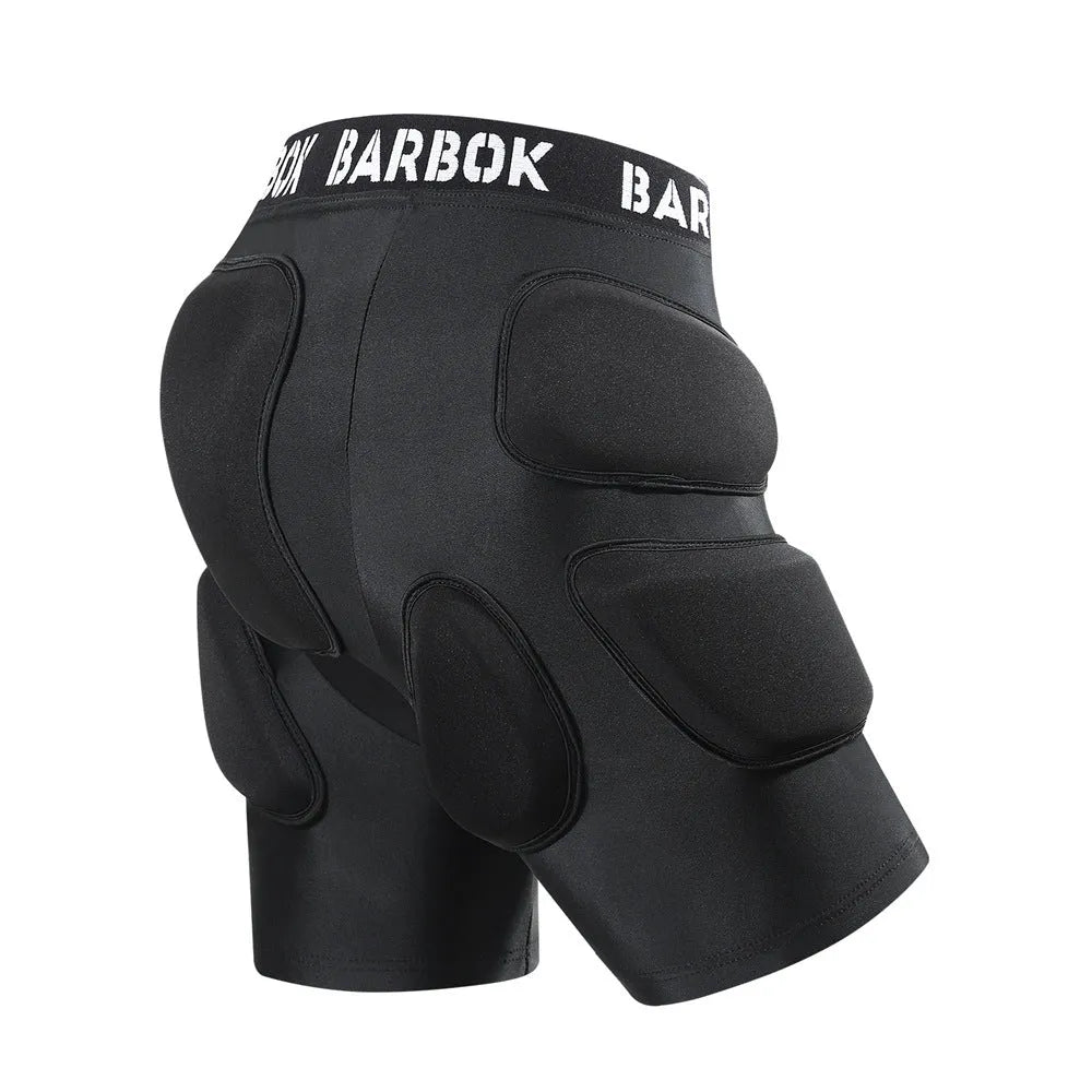 Black skateboarding hip protection pads made from spandex fabric with NBR foam padding