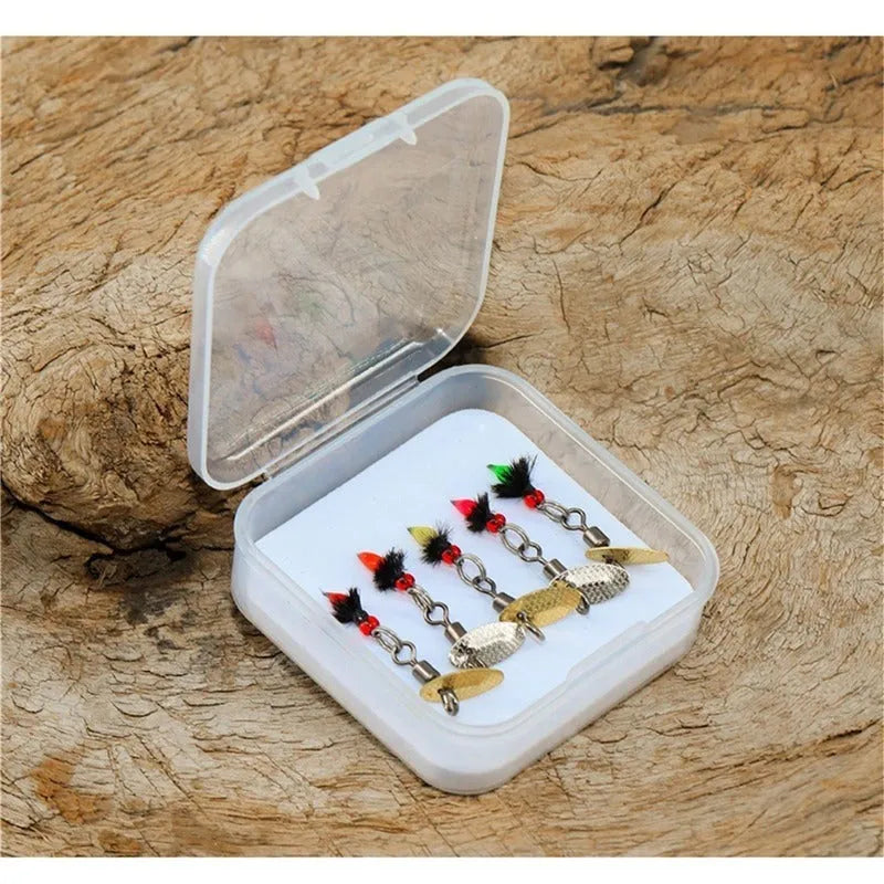 Bionic poisonous mosquito fishing hooks with spinning sequins in multicolor designs