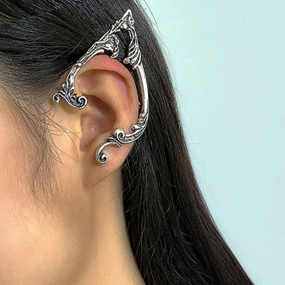 Dark elf no piercing ear clips in silver for gothic style