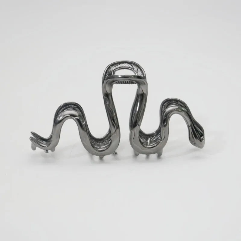 Silver Slytherin snake metal hair clip barrette measuring 10.5 cm on a white background.