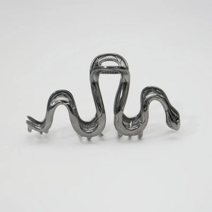 Silver Slytherin snake metal hair clip barrette measuring 10.5 cm on a white background.