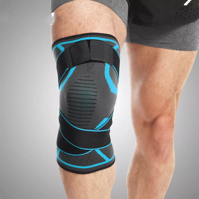 COOLFit outdoor sports compression knee pads in black grey, grey red, and grey blue