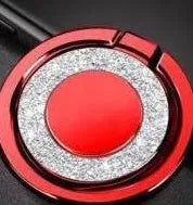 Bling glitter plating metal phone ring holder in silver colour, showing 360° rotation.