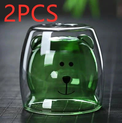 3D double-layer panda cup with skull design for wine, featuring inner Christmas tree pattern