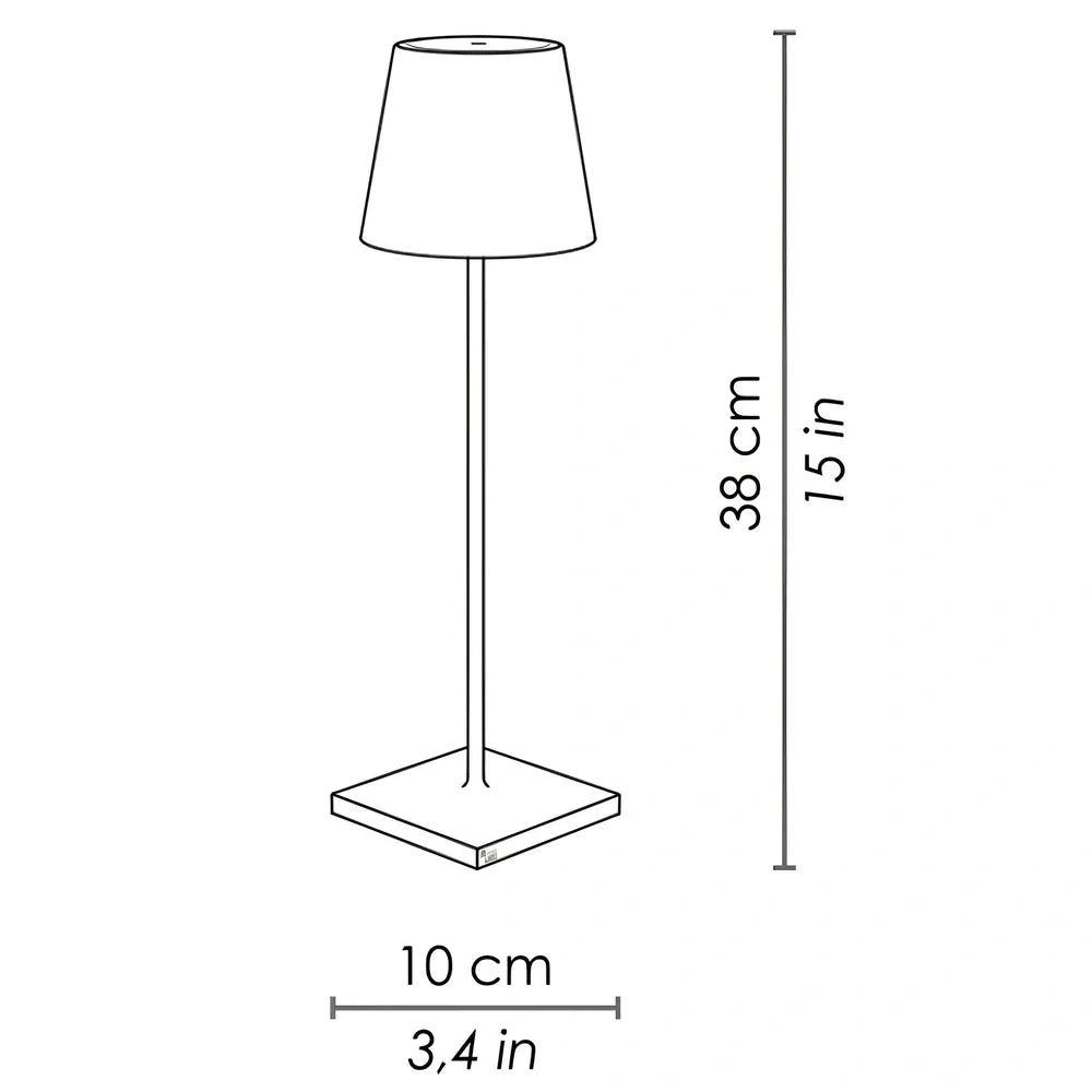 Black touch dimming wireless table lamp 38cm tall with 220 lumens output for outdoor use