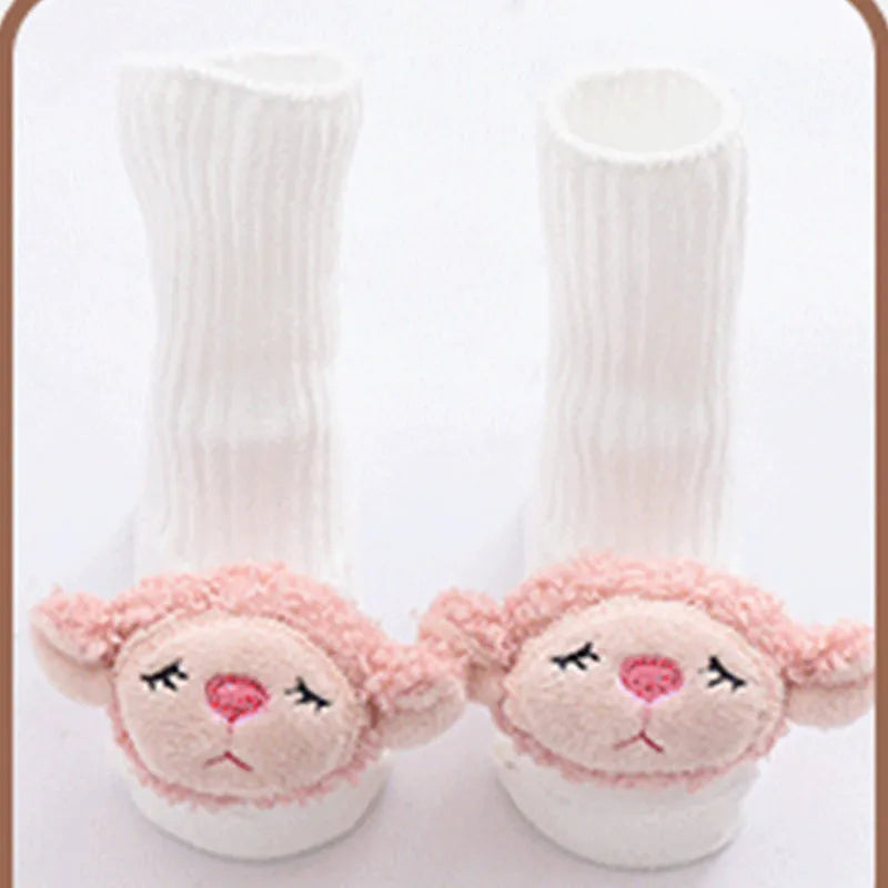 Cotton baby floor socks in multiple designs for infants aged 0-3 months