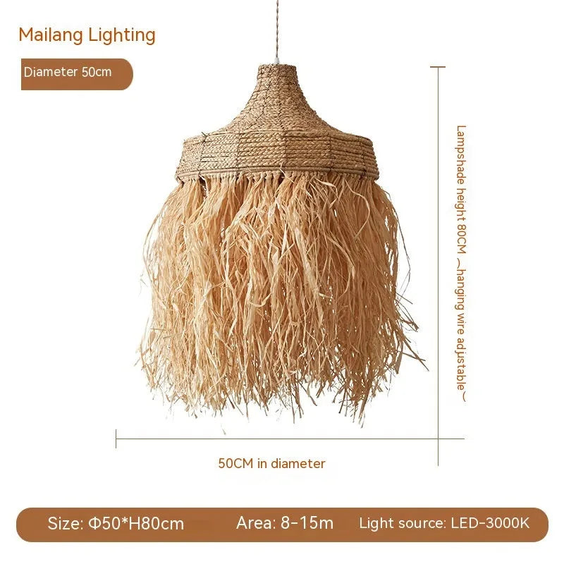 50cm diameter Southeast Asian style restaurant chandelier made from wild vetch and willow weaving