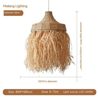 50cm diameter Southeast Asian style restaurant chandelier made from wild vetch and willow weaving
