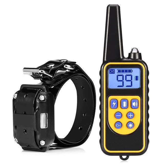 Electric dog training collar with remote control, adjustable levels, and waterproof design
