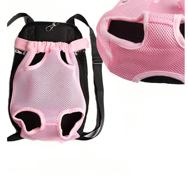Versatile pet carrier backpack made of breathable mesh material for dogs in various sizes and colors