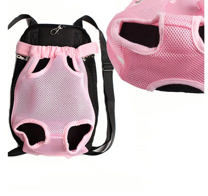 Versatile pet carrier backpack made of breathable mesh material for dogs in various sizes and colors
