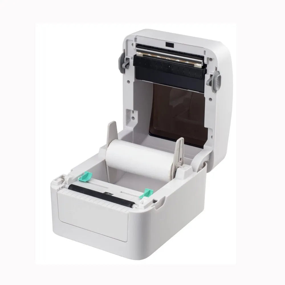 USB thermal barcode printer, 25.4-118mm print size, compact 215x178x155mm body, for retail and clothing labels