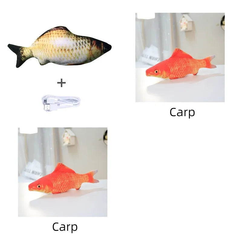 30cm multicolour electronic jumping fish cat toy with USB charging cable