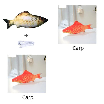 30cm multicolour electronic jumping fish cat toy with USB charging cable