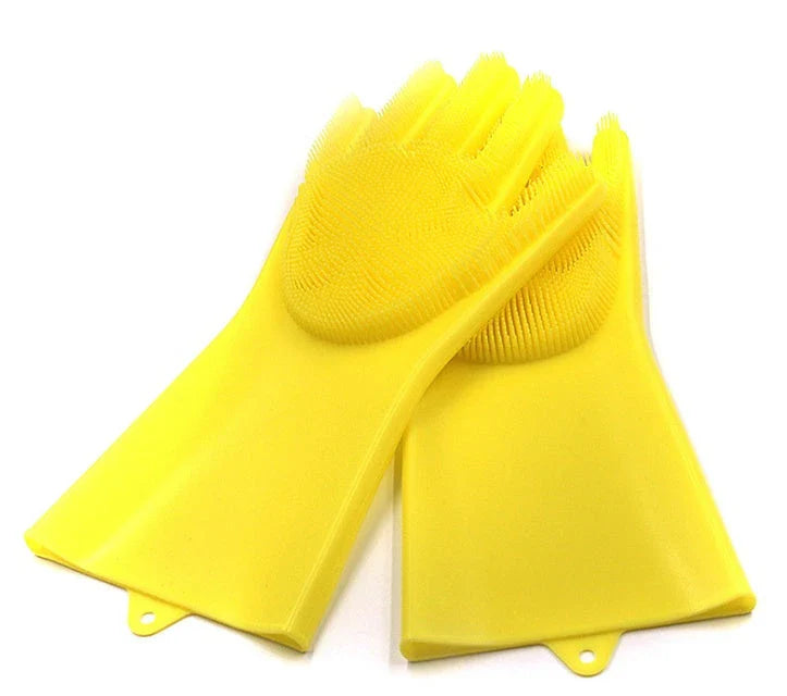 Silicone gloves with heat-resistant and non-slip design for versatile cleaning and cooking tasks