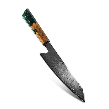 Damascus steel chef's knife for Japanese cuisine with 34.7cm blade
