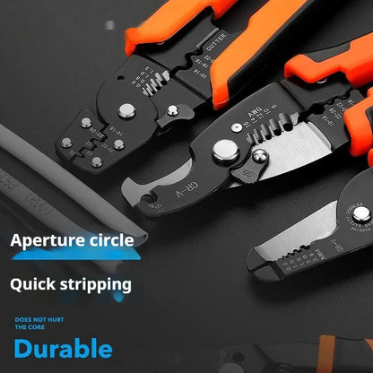 Fully automatic wire stripping pliers with high carbon steel blades and 45 # steel construction, 0.361kg weight