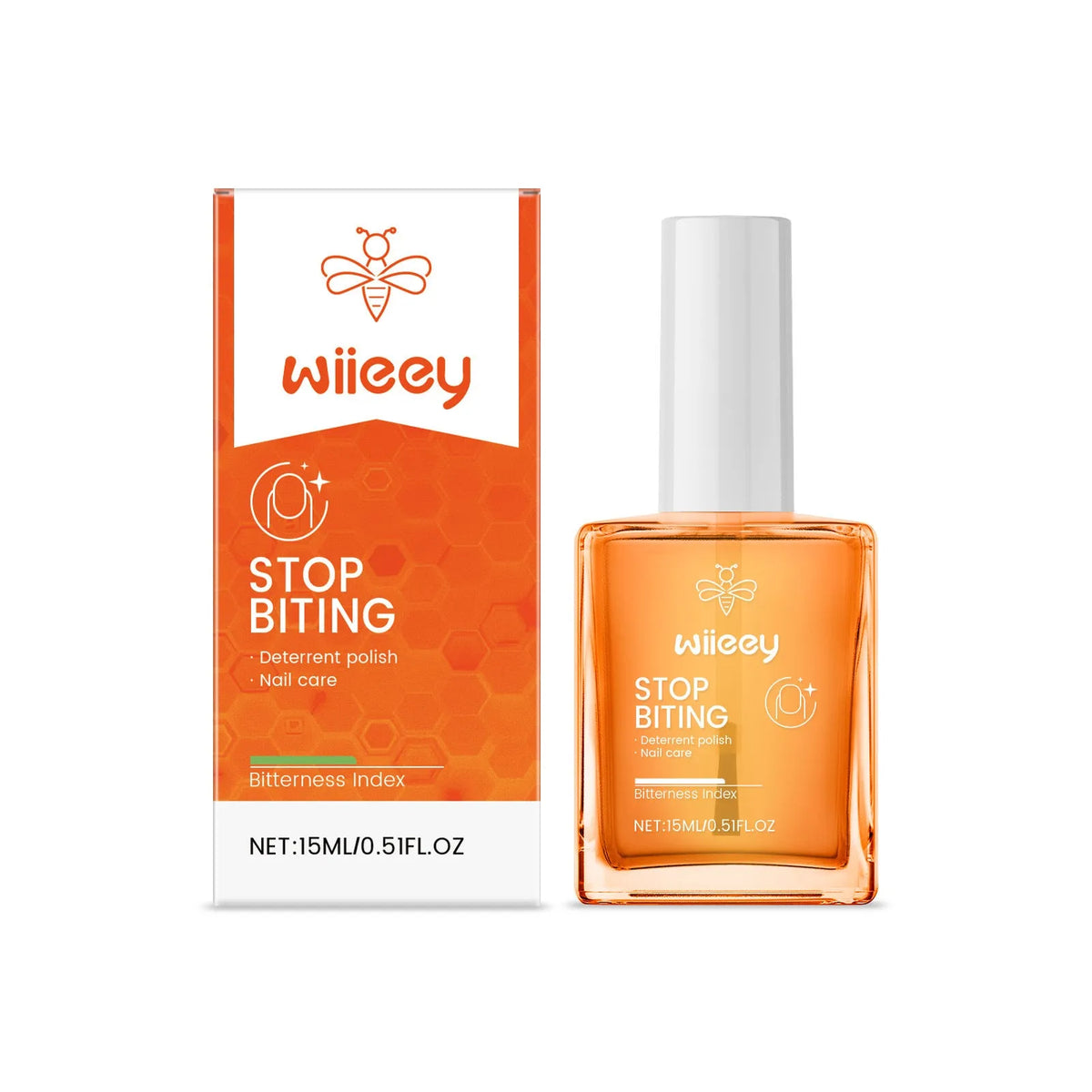 15ml glass and plastic bottle of bitter anti-bite nail water for children