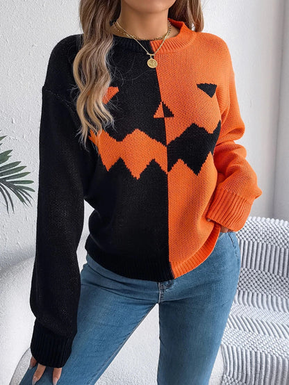Spooky and stylish Halloween pullover sweater with ghost pattern design in various colors