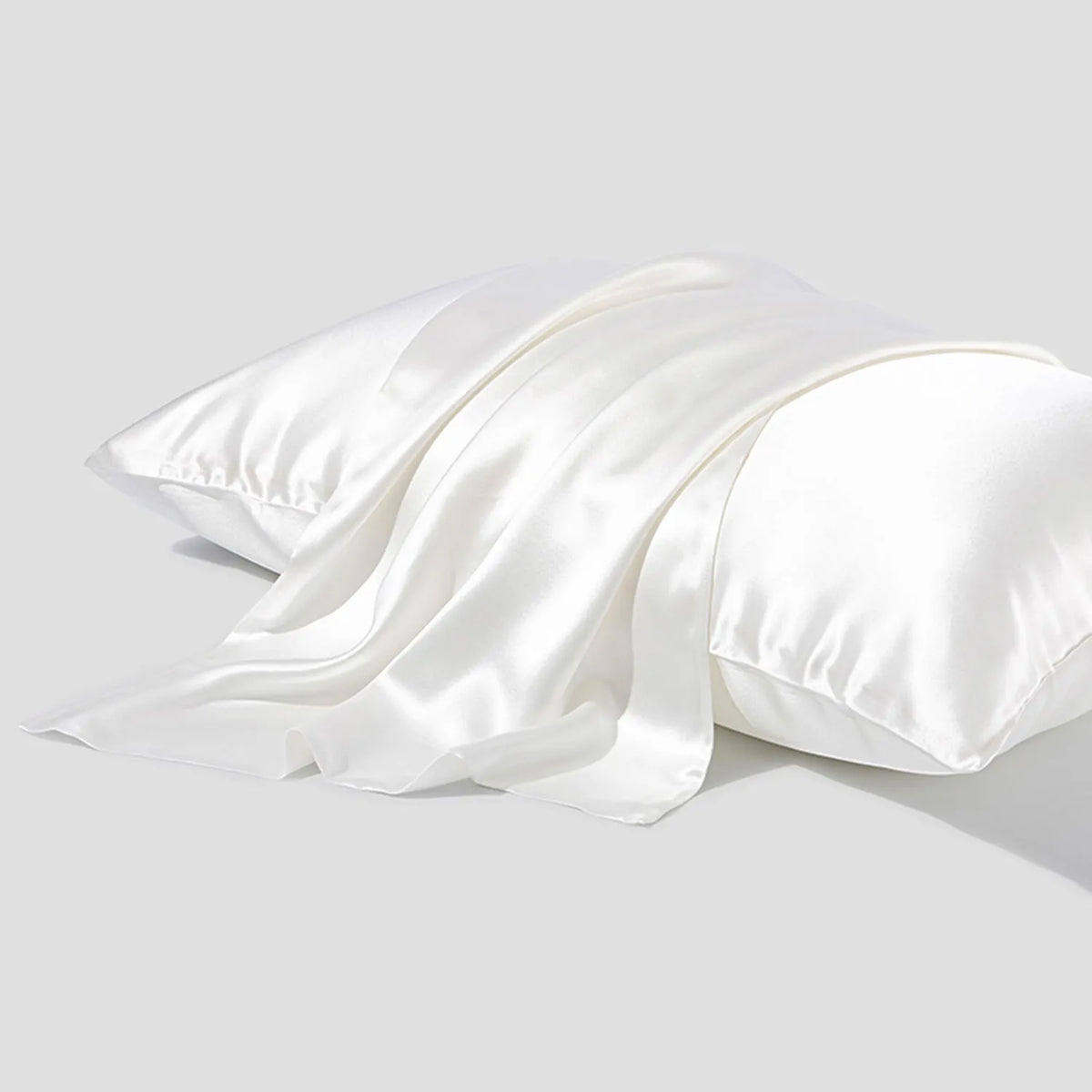 Dark grey mulberry silk pillowcase with envelope closure, sizes 43cm x 63cm, 48cm x 74cm, 51cm x 76cm