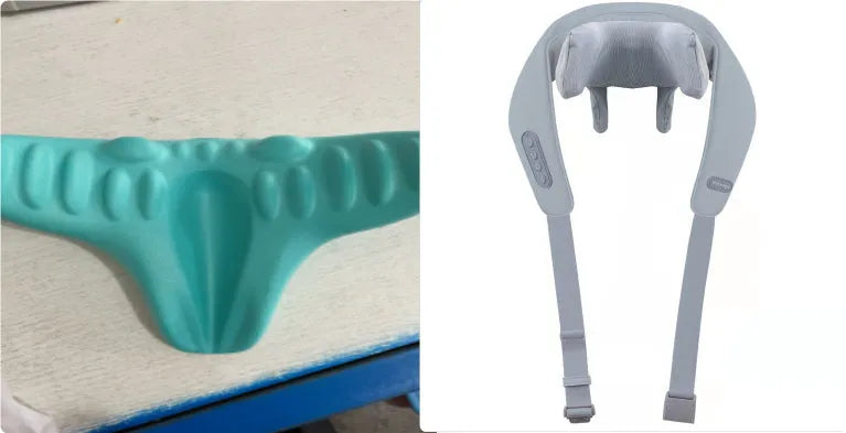 Grey elastic fabric USB rechargeable neck and back massage instrument