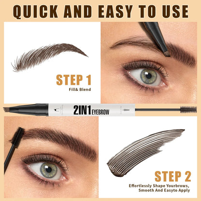 Two-in-one waterproof sweat-resistant eyebrow cream in multiple shades including brown and black
