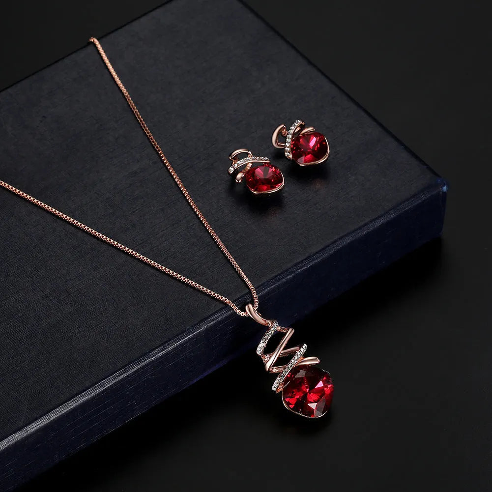 Bridal jewellery set with water wave chain necklace adjustable 51-80cm and matching earrings