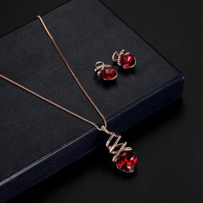 Bridal jewellery set with water wave chain necklace adjustable 51-80cm and matching earrings