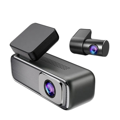 Front view of a driving recorder dash cam with a 1.2-inch screen, shown mounted on a car windscreen.
