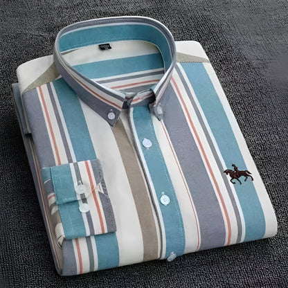 Men's pure cotton Oxford shirt with button-down collar in a choice of four colours.